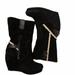 Nine West Shoes | Black Wedge Mid Calf Boots With Fur | Color: Black | Size: 6.5