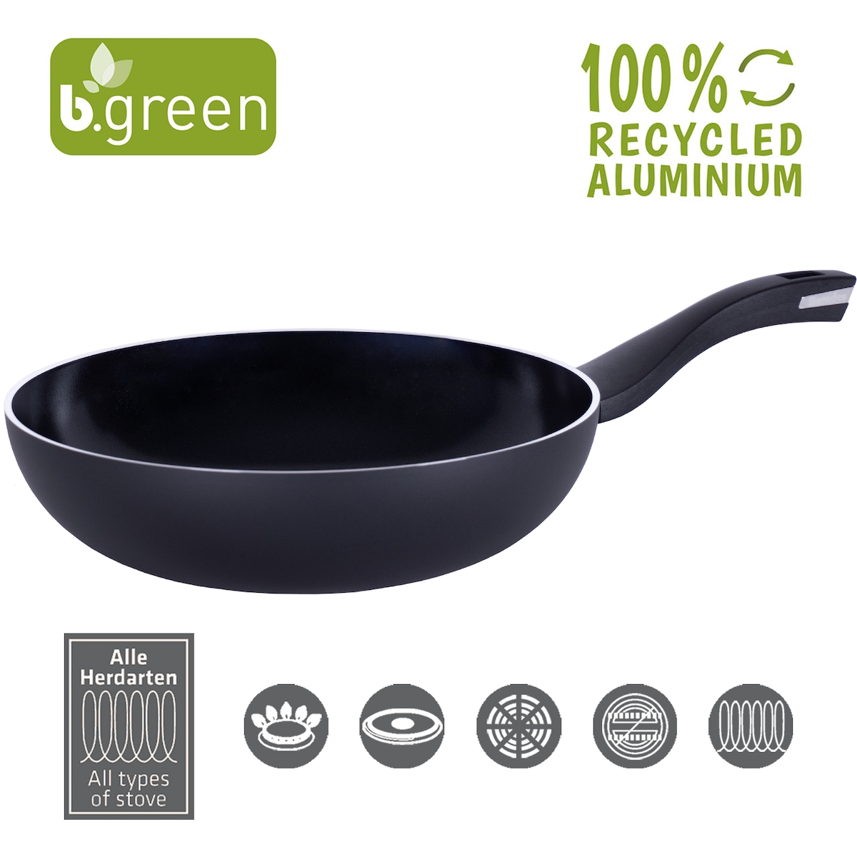 Berndes Wokpfanne b.green Alu Recycled Induction schwarz 28 cm Image