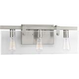 Glayse Collection 3-Light Brushed Nickel Clear Glass Luxe Bath Vanity Light