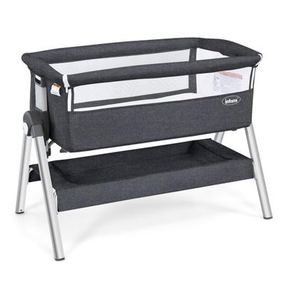 Costway Portable Baby Bedside Sleeper with Adjustable Heights and Angle-Gray