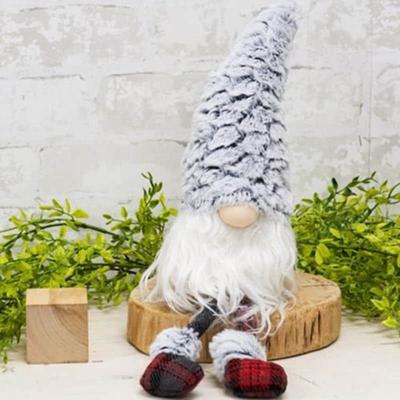 Small Dangle Leg Plush Gnome w/Fluffy Hat - Multicolour - 6"D x 4"W x 12"H