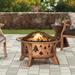 Sunjoy 30 in. Outdoor Wood-Burning Fire Pit, Patio Jack-o-Lantern Motif Steel Firepit for Outside with Spark Screen and Poker