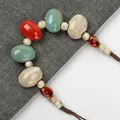 Collier de perles de bohème en céramique en forme de pavé pendentif colliers vintage bijoux de