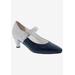 Wide Width Women's Kiki Mary Jane Pump by Ros Hommerson in Navy Lizard Leather (Size 8 1/2 W)