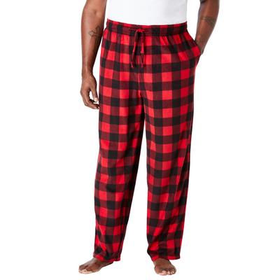 Men's Big & Tall Microfleece Pajama Pants by KingSize in Red Buffalo Plaid (Size 4XL) Pajama Bottoms