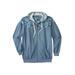 Men's Big & Tall French Terry Snow Lodge Hoodie by KingSize in Heather Slate Blue Marble (Size 4XL)