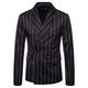 MISSMAO Men's Cotton Blend Striped Formal Boating Blazer Jacket Black XL