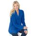 Plus Size Women's Shawl Collar Shaker Sweater by Woman Within in Bright Cobalt (Size 3X)