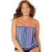 Plus Size Women's Bandeau Blouson Tankini Top by Swimsuits For All in Multi Stripe (Size 22)