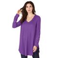 Plus Size Women's V-Neck Lace-Sleeve Thermal Tunic by Roaman's in Purple Orchid (Size 22/24)