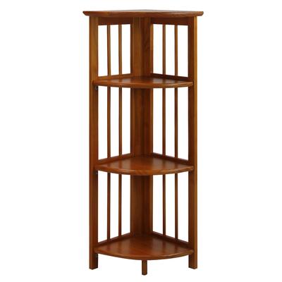 4-Shelf Corner Folding Bookcase-Honey Oak by Casual Home in Honey