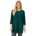 Plus Size Women's Perfect Three-Quarter-Sleeve Scoopneck Tunic by Woman Within in Emerald Green (Size M)