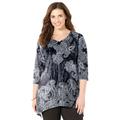 Plus Size Women's Panne Velvet Tunic by Catherines in Grey Paisley (Size 3XWP)