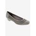 Wide Width Women's Tina Flat by Ros Hommerson in Taupe Laser Stripe (Size 6 W)
