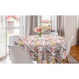 East Urban Home Ambesonne Spring Round Tablecloth, Watercolor Effect Sakura Flowers & Cherries w/ Little Birds | 60 D in | Wayfair
