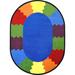 Blue 92 x 64 x 0.5 in Area Rug - Joy Carpets kids Kid Essentials Early Childhood Oval Block Party Rug, Multicolored, 7'8" x 10'9" | Wayfair 1672CC