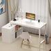 Latitude Run® Reversible L-Shape Desk Wood in White | 29.5 H x 55.1 W x 41.3 D in | Wayfair DFE2C828218941D599EFDF4935603928