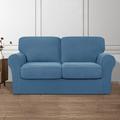 Latitude Run® Soft Stretch Separate Backrest Box Cushion Loveseat Slipcover Polyester in Blue | 41 H x 71 W x 42 D in | Wayfair