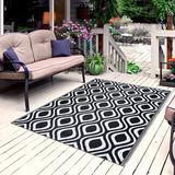 Black 108 x 72 x 0.1 in Area Rug - George Oliver Dalice Reversible Outdoor 100% Recycled Plastic Floor Mat/Rug - Weather, Water, Stain | Wayfair