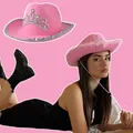 Chapeau de Cowboy avec plumes roses chapeau de diadème occidental pour femmes et filles casquette
