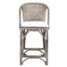 Aged Grey Rattan Cushioned Chair Bar Stool by East at Main