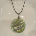 Urban Outfitters Jewelry | Green Pendant On Black Rope Necklace | Color: Gold/Green | Size: Os