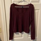 American Eagle Outfitters Tops | American Eagle Size Xl Purple Cropped Long Sleeve | Color: Purple | Size: Xl