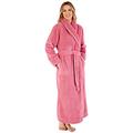 Slenderella Ladies Shawl Collar Wrap Dressing Gown Waffle Fleece Long Bath Robe Large (Pink)