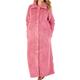 Slenderella Ladies Button Up Dressing Gown Soft Waffle Fleece Ankle Length Bath Robe Small (Pink)