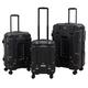 Dellonda 3-Piece Lightweight ABS Luggage Set - 20", 24", 28" - Black - DL10