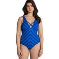 Ulla Popken Women's Badeanzug Zigzag One Piece Swimsuit, Blue, 22