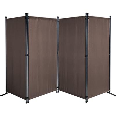 Paravent 4 Teilig 165 x 220 cm Stoff Raumteiler Trennwand Balkon Sichtschutz Stellwand Faltbar Taupe Image