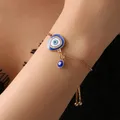 Woozu-Bracelets mauvais œil porte-bonheur pour femme bijoux faits à la main bracelet bleu cadeaux