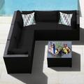 Latitude Run® Patiojoy 6 Pcs Patio Rattan Furniture Set Outdoor Wicker Conversation Sofa Set W/tempered Glass Coffee Table Navy Synthetic Wicker/All | Wayfair