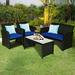 Winston Porter Chamille 4 Piece Outdoor Patio Rattan Furniture Set Cushioned Seat For Garden, Porch | Wayfair 928DF17BE0A5441A90553FECBDC859E1