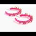 J. Crew Jewelry | J.Crew Flower Clock Hoop Earrings | Color: Gold/Pink | Size: Os