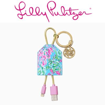 Lilly Pulitzer Cell Phones & Accessories | Lilly Pulitzer Cell Phone Device Charging Tag Key Ring | Color: Blue/Pink | Size: 4” X 4” Cord 12”