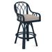 Braxton Culler Edgewater 24" Swivel Counter Stool Upholstered/Wicker/Rattan in Gray/Blue/Brown | 39 H x 22 W x 24 D in | Wayfair
