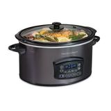 Hamilton Beach® Programmable Defrost Slow Cooker 6 Quart Capacity Aluminum/Ceramic in Black/Gray | 11.4 H x 17.1 W x 11.8 D in | Wayfair 33768G