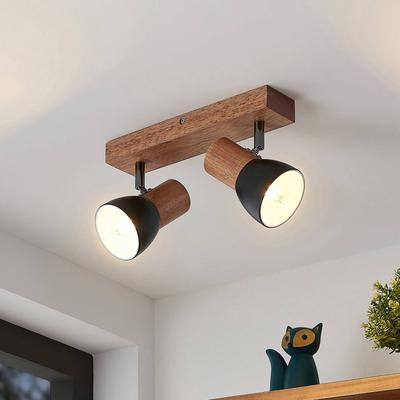 Lindby Tonja Decken-Strahler mit Holz, zweiflammig Lindby, dimmbar, Holz hell, für Wohn- / Esszimmer, Metall, Modern, Strahler Image