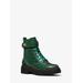 Michael Kors Stark Crocodile Embossed Leather Combat Boot Green 7.5