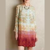 Anthropologie Dresses | Anthropologie Maeve Cleome Silk Dress Xs | Color: Gold/Green | Size: Xs