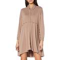 French Connection Women's RENYA Cupro Jersey LS Shirt DR Casual Dress, Walnut, 14