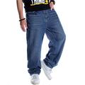 LUOBANIU Men's Hip Hop Loose Baggy Jeans Straight Fit Stretch Jeans Denim Pants 102 Light Blue 36