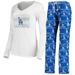 Women's Concepts Sport White/Royal Los Angeles Dodgers Flagship Long Sleeve V-Neck T-Shirt & Pants Sleep Set