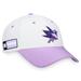 Men's Fanatics Branded White/Purple San Jose Sharks 2022 Hockey Fights Cancer Authentic Pro Snapback Hat