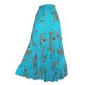 Cotton Breeze Ladies Maxi Boho Sequin Tiered Skirt with Internal Petticoat - Paisley Blue