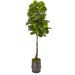 69" Fiddle Leaf Artificial Tree in Ribbed Metal Planter (Real Touch)