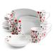 Rosetta Floral 16 Piece Fine Ceramic Dinnerware Set in White Floral - 10.65" x 10.65" x 1"