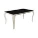 Dining Table with Glass Top and Metal Legs, Black and Chrome